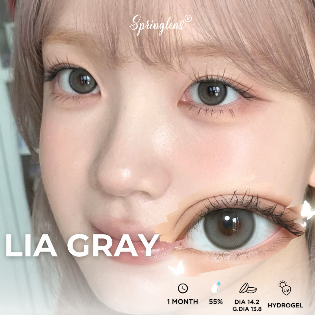 Kính áp tròng LIA GRAY (Julia) hiệu ứng xám trong viền phớt nhẹ 1 tháng | Spring Lens