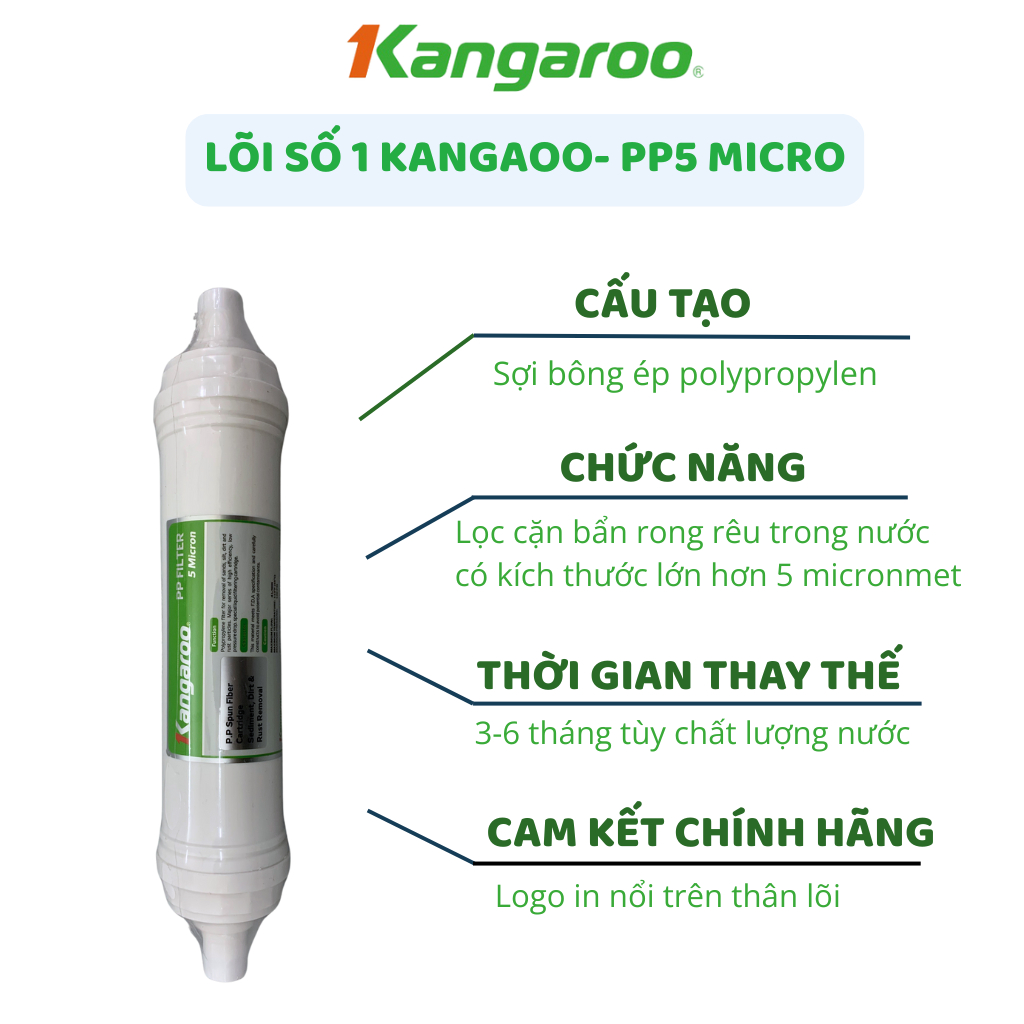 Combo Lõi Lọc Nước 123 HK Kangaroo Đúc Dùng Cho Model KG100HK, KA10A4, KG10A5, KG100ES, KG100ES1, KG100EO, KG61A3...