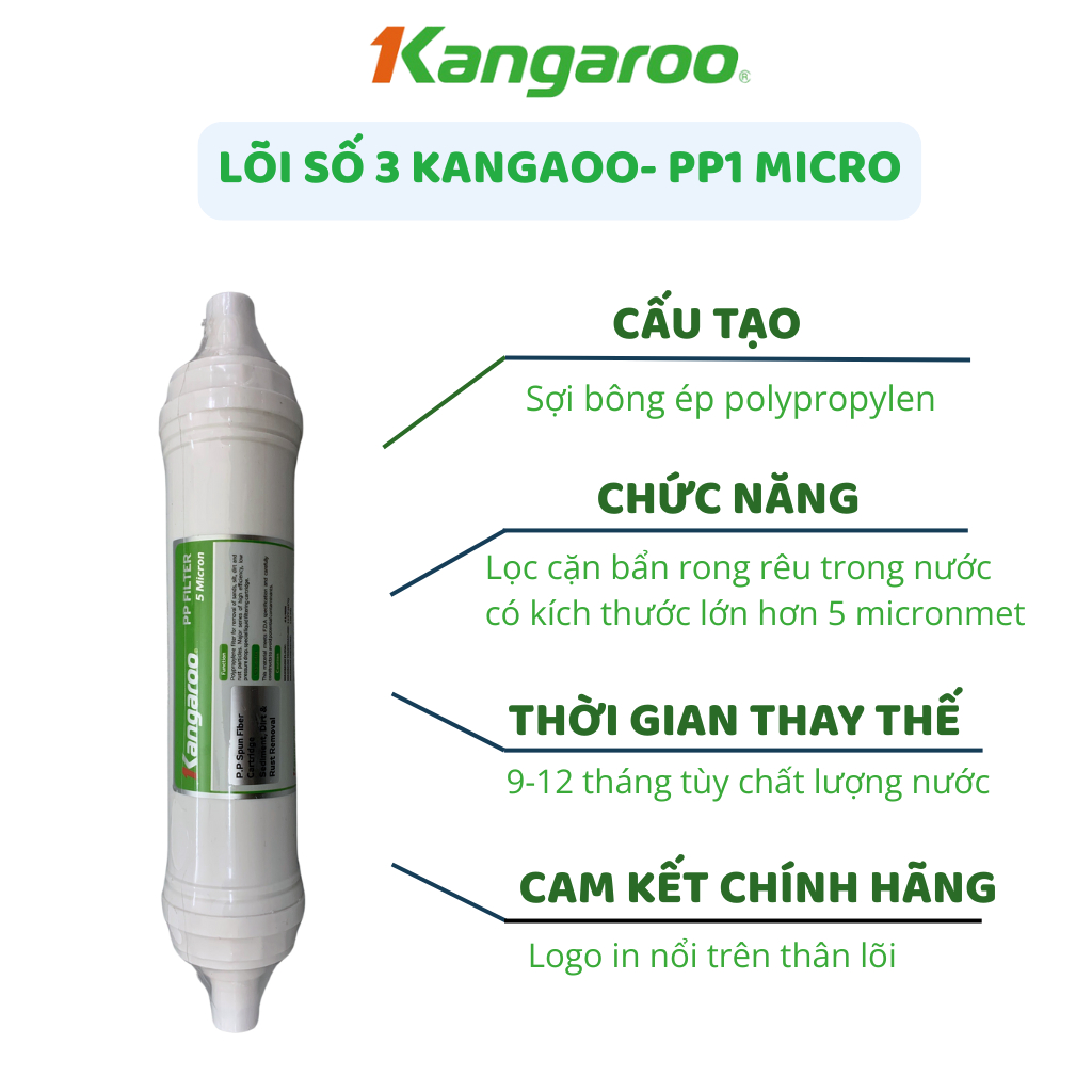 Combo Lõi Lọc Nước 123 HK Kangaroo Đúc Dùng Cho Model KG100HK, KA10A4, KG10A5, KG100ES, KG100ES1, KG100EO, KG61A3...
