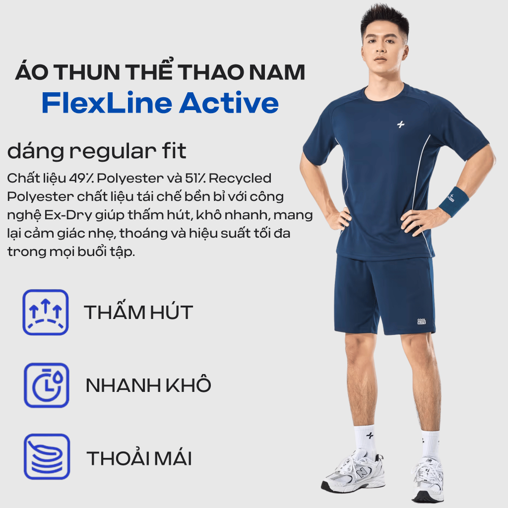 [MUA 4 GIẢM 20%]Áo thun Tshirt thể thao nam Pickleball Tennis FlexLine Active thấm hút, thoáng khí, Coolmate