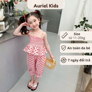 Set Đồ Bé Gái, Set Bộ 2 Dây Dáng Xòe Phối Quần Bo Chun Cho Bé Gái Chất Liệu Cotton