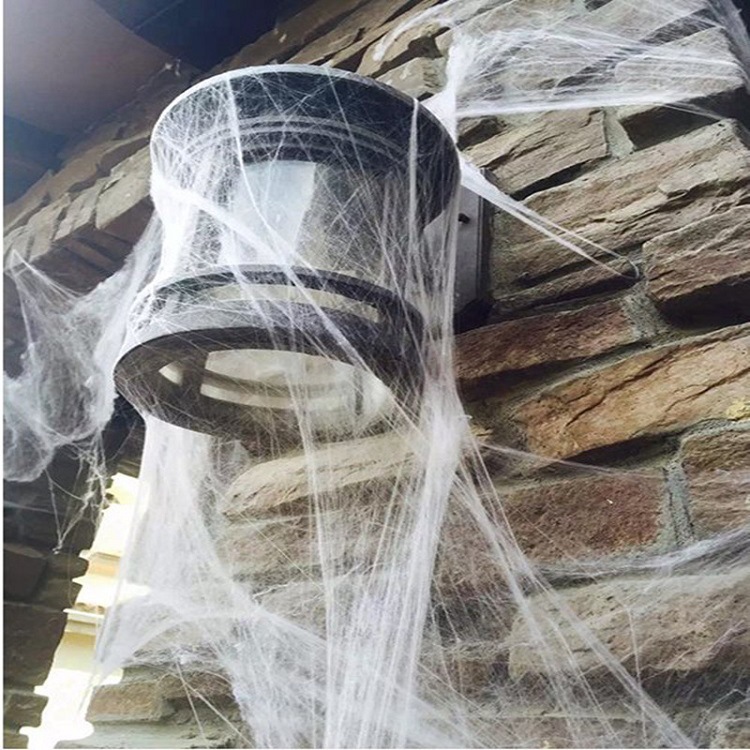 Tơ nhện đen trắng  trang trí Halloween kèm Nhện giả