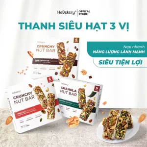 Thanh Năng Lượng Siêu Hạt 3 Vị Muối Hồng Dark Choco Rong Biển Hebekery Hộp 6 Thanh 150gr- Bar Granola Ăn Kiêng Lành Mạnh