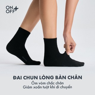 Hộp combo 5 đôi tất nữ cotton cổ trung ESSENTIAL kháng khuẩn khử mùi ONOFF - 16AQ25A479