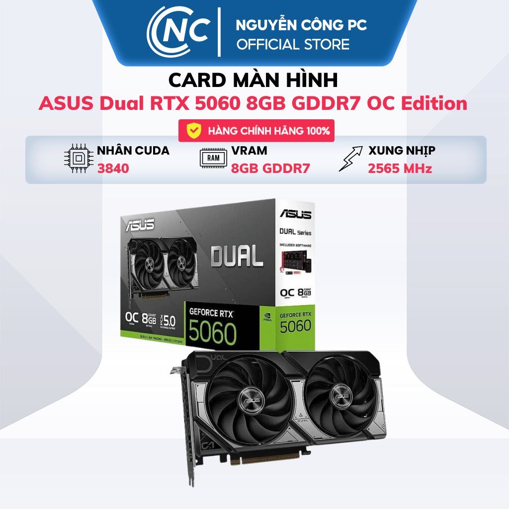 Card màn hình ASUS Dual GeForce RTX 5060 8GB GDDR7 OC Edition - A   - BH 36 tháng | BigBuy360 - bigbuy360.vn