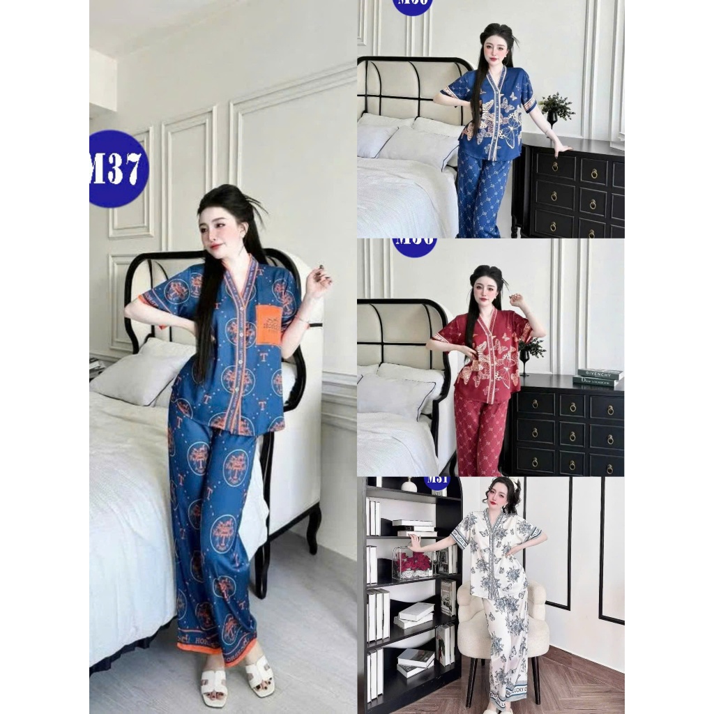 Bộ ngủ pijama Quần Dài nữ thiết kế cổ Y mặc nhà hottrend