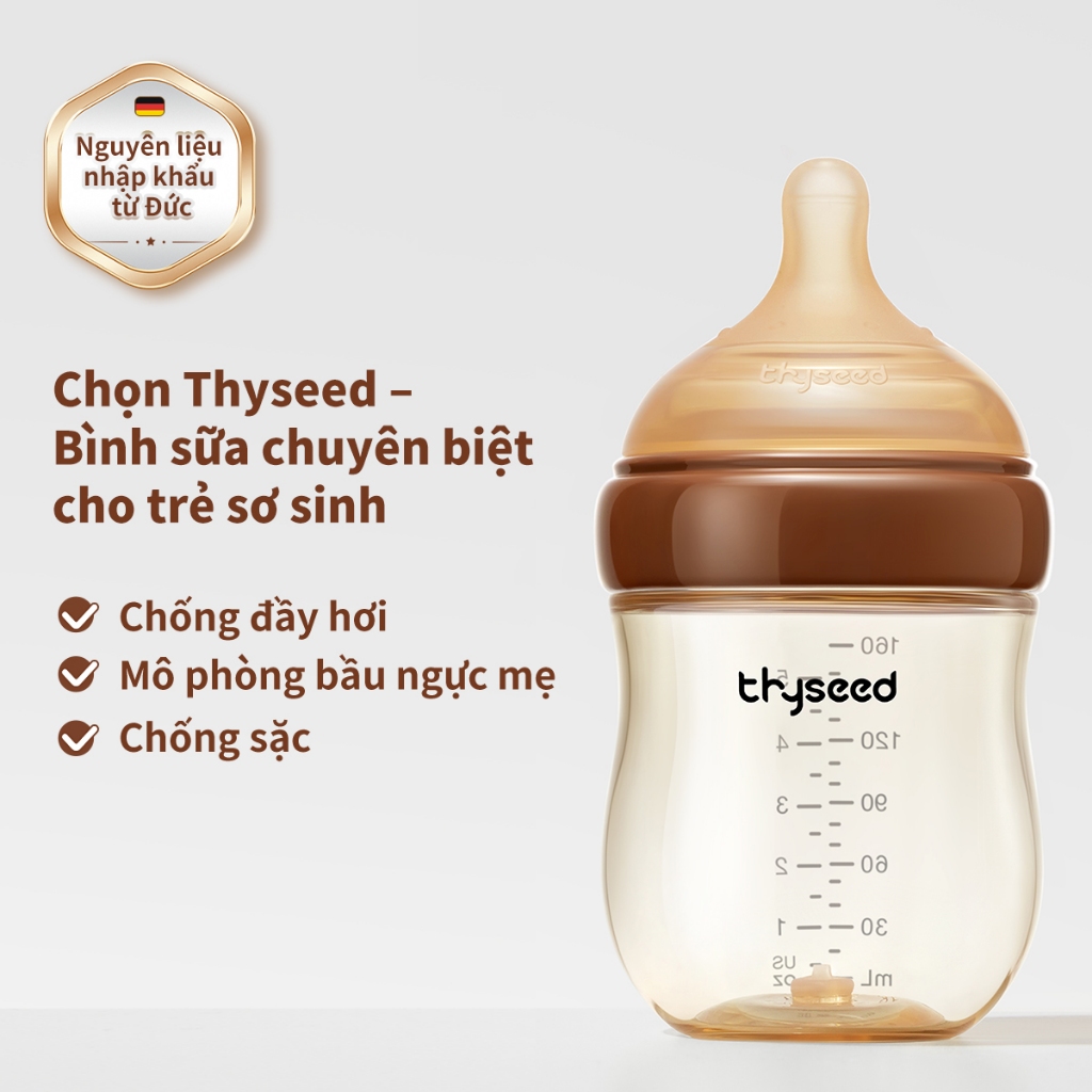 Bình sữa sơ sinh Thyseed núm ti siêu mềm PPSU chống sặc chống đầy hơi chính hãng