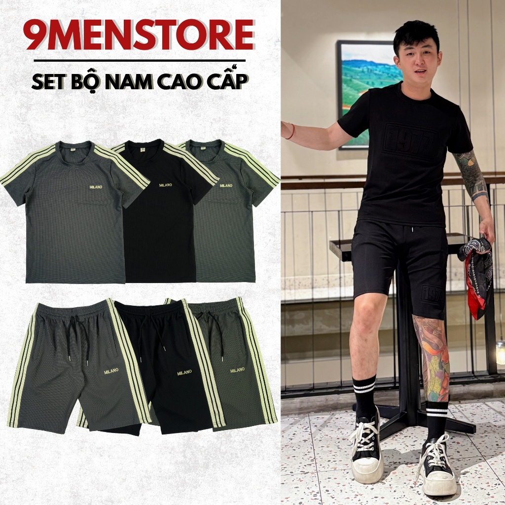 (GIÁ MỞ BÁN) Set Bộ Nam Cao Cấp Thêu Chữ MILA Sang Trọng Vải Tổ Ong Thoáng Mát Không Xù 9MENSTORE