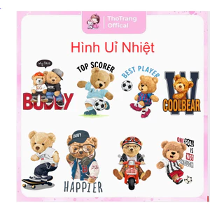 Hình GẤU/BEAR ủi áo bé trai -trang trí quần áo tại nhà bằng bàn là bàn ủi-in mẫu theo yêu cầu CHAT SHOP