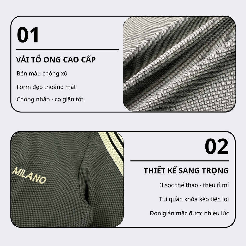 (GIÁ MỞ BÁN) Set Bộ Nam Cao Cấp Thêu Chữ MILA Sang Trọng Vải Tổ Ong Thoáng Mát Không Xù 9MENSTORE