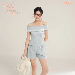 Bộ Đồ Ngủ Nữ Loire FDMN250329 Ngắn Tay Trễ Vai Chất Thun Mát Chuẩn Hàn Quốc Trẻ Trung