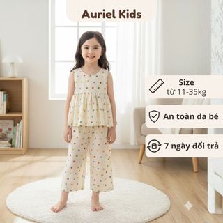 Bộ Đồ Bé Gái , Bộ Cho Bé Gái Thiết Kế Áo Sát Nách Kèm Quần Ống Suông Chất Liệu Cotton Mềm Mại