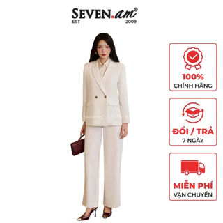 Áo blazer suông trắng basic 2 hàng cúc thời trang nữ Seven.AM H301097K