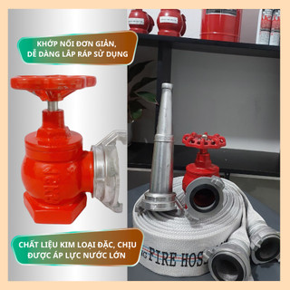 {có kiểm định}Combo 3 món gồm lăng phun, cuộn vòi, van góc đường kính D50-D65 dùng để phun nước PCCC