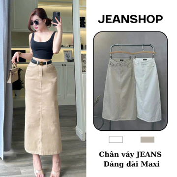 Chân Váy Jean Chữ A Xẻ Tà Sau – Dáng Dài, Chất Jean QC Cao Cấp, Chân Váy Maxi Nữ – Jeanshop