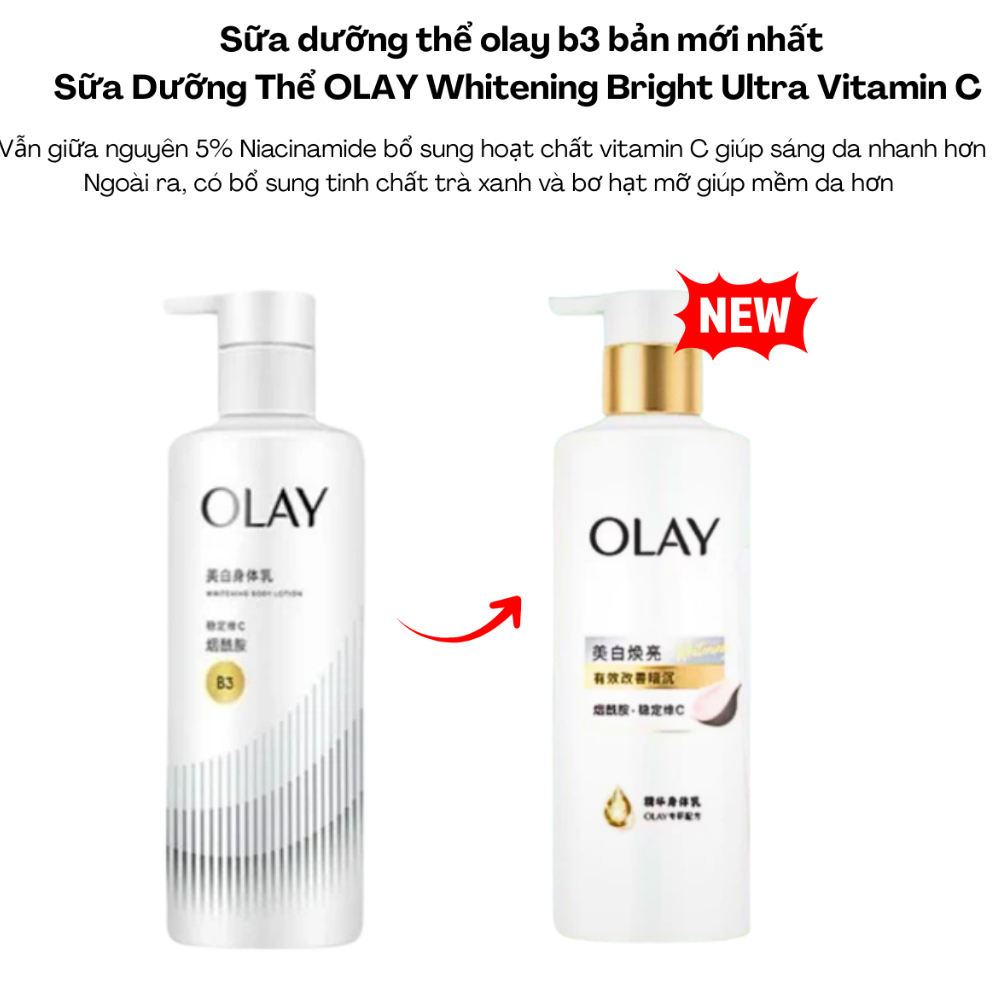 [Bản nâng cấp 2025] Sữa dưỡng thể Olay Niacinamide & Vitamin C Whitening Radiance Body Lotion 260g Dưỡng Trắng Da, Ẩm Da