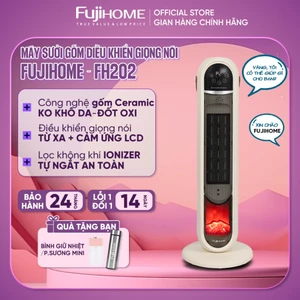Máy sưởi gốm lọc không khí Ion điều khiển bằng giọng nói Fujihome FH202, quạt sưởi ấm điều khiển từ xa tự ngắt an toàn