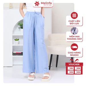 Quần dài suông ống rộng nữ vải tơ xước, có túi rộng, thoáng mát mềm mại mặc nhà mùa hè mã MEQ0578
