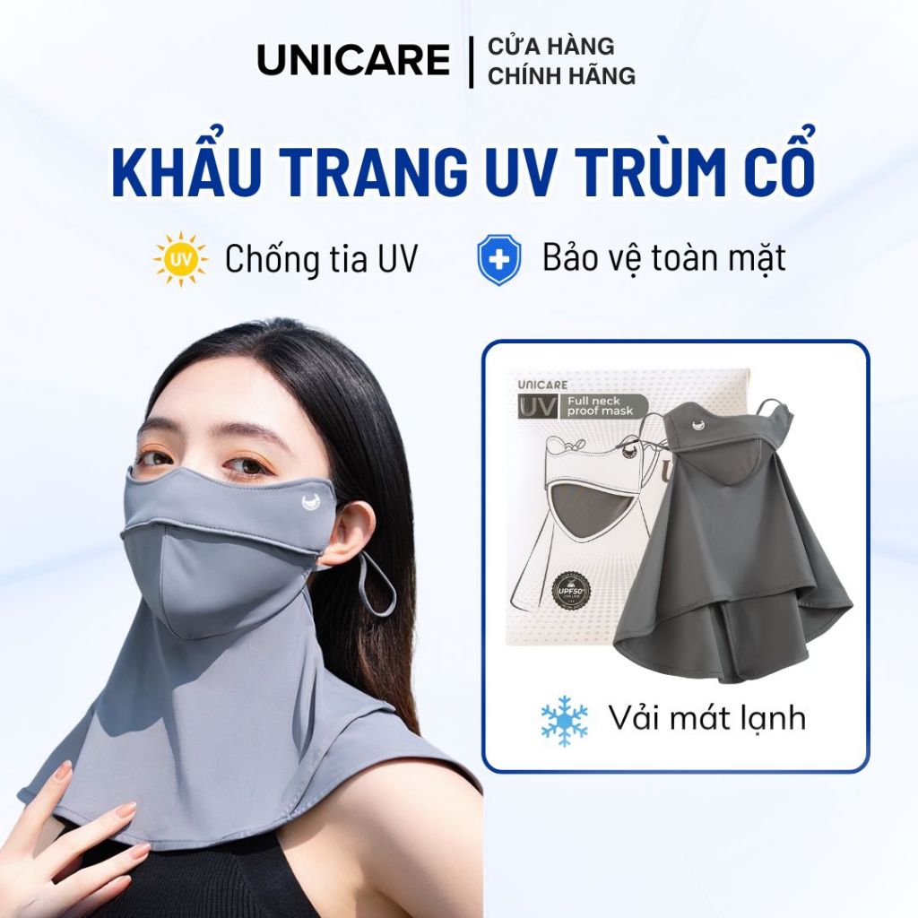Khẩu trang trùm cổ Unicare Neck Proof, khẩu trang chống tia cực tím che kín cổ, vải mềm mịn, thoáng khí - Chính hãng