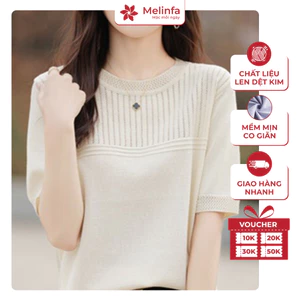 Áo len nữ ngắn tay len dệt kim mềm mịn co giãn mặc mùa thu đông mã VAA05