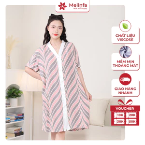 Váy đầm ngủ nữ cài khuy ngắn tay dễ thương dáng suông bigsize mặc nhà mã MEV0566