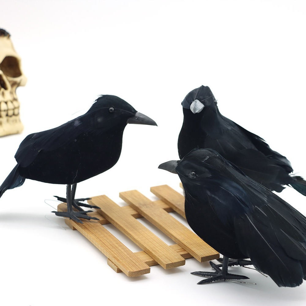 Quạ Đen giả Trang Trí Bàn Tiệc Halloween