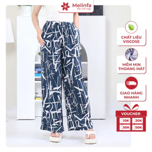 Quần dài suông ống rộng nữ vải Viscose có túi MELINFA thoáng mát mềm mại mặc nhà mùa hè mã MEQ0580