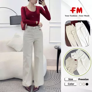 Quần Kaki Ống Suông Nữ FM Style Đồ Nữ – Thêu Hình Tim, Vải Dày Dặn, Form Chuẩn Tôn Dáng 25070559