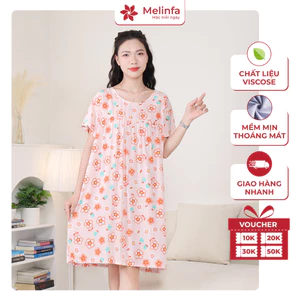 Váy đầm ngủ ngắn tay mặc nhà vải Viscose tự nhiên thoáng mát bigsize mã MEV0551