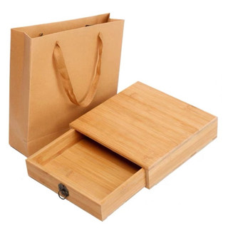 Hộp tre ép bảo quản trà bánh (kèm túi xách)