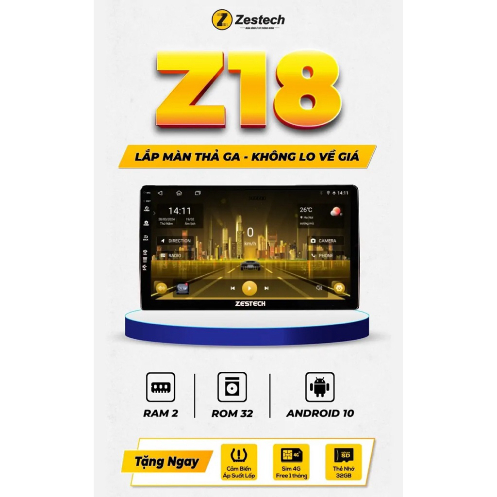 Màn hình android zestech z18 thường và Z18 liền camera 360 new 2025 ...
