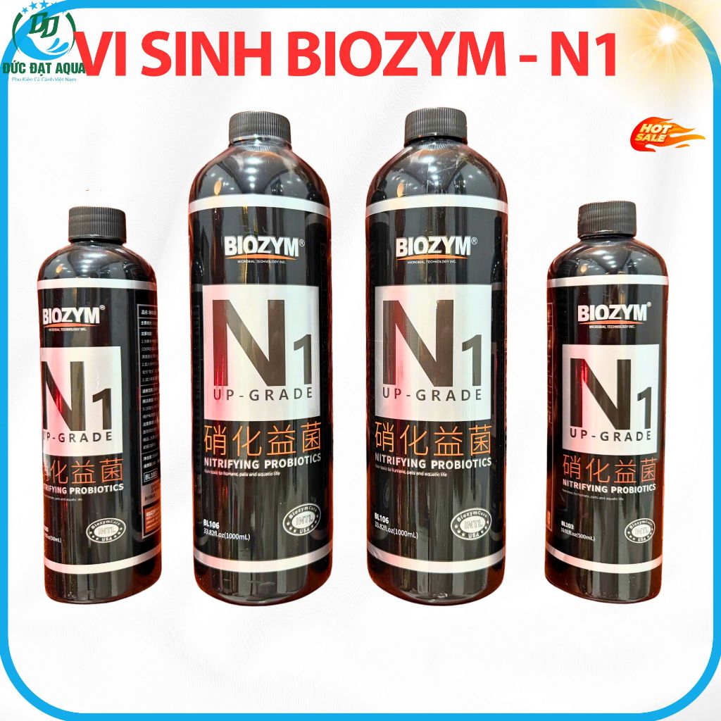 Vi Sinh sống. Biozym N1, 500ml- 1000ml Phân Hủy Amoniac, làm trong Nước, giảm mùi hôi tanh Thủy Sinh 8
