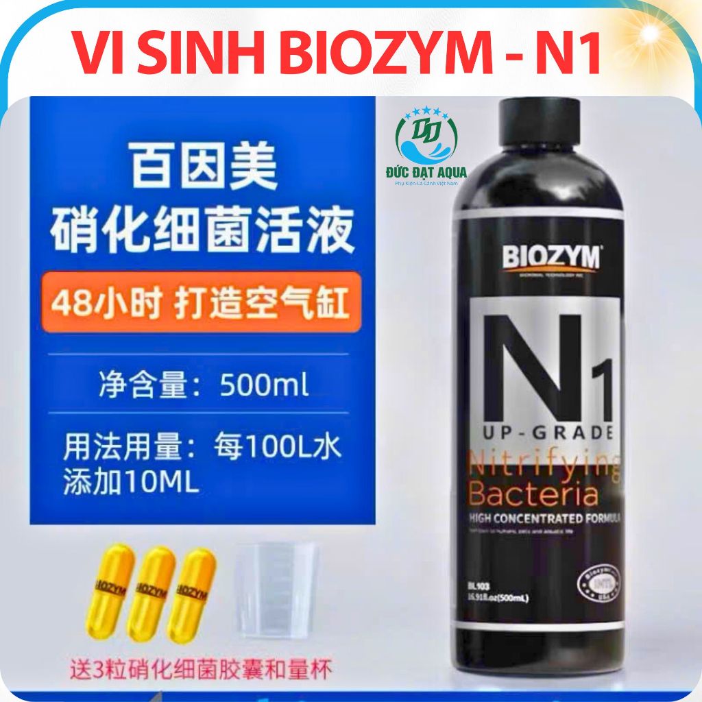 Vi Sinh sống. Biozym N1, 500ml- 1000ml Phân Hủy Amoniac, làm trong Nước, giảm mùi hôi tanh Thủy Sinh 4