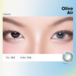 Lens cận khóa ẩm VIVIMOON màu xanh Olive Air, kính áp tròng hạn sử dụng 1 tháng
