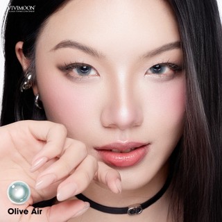 Lens cận khóa ẩm VIVIMOON màu xanh Olive Air, kính áp tròng hạn sử dụng 1 tháng