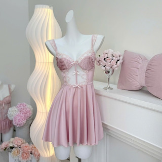 V59 Váy Ngủ Nữ Lụa Lattin Phối Ren Sang Trọng Kèm Lót Đệm Phương Linh Underwear
