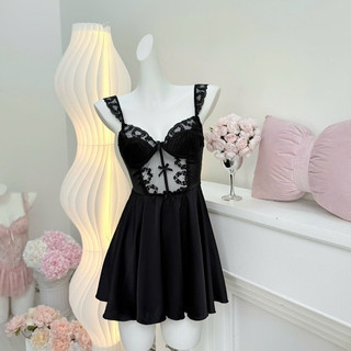 V59 Váy Ngủ Nữ Lụa Lattin Phối Ren Sang Trọng Kèm Lót Đệm Phương Linh Underwear