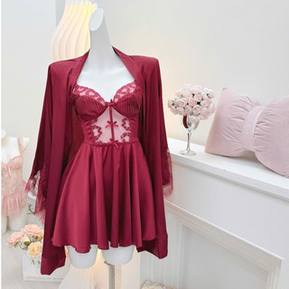 V59 Váy Ngủ Nữ Lụa Lattin Phối Ren Sang Trọng Kèm Lót Đệm Phương Linh Underwear