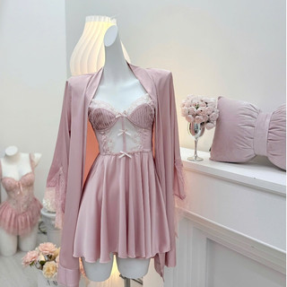V59 Váy Ngủ Nữ Lụa Lattin Phối Ren Sang Trọng Kèm Lót Đệm Phương Linh Underwear