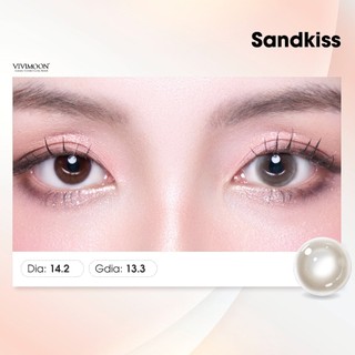 Lens cận khóa ẩm VIVIMOON màu nâu cát ánh vàng Sandkiss, kính áp tròng hạn sử dụng 1 tháng