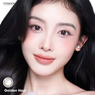 Lens cận khóa ẩm VIVIMOON màu nâu tự nhiên Golden Hour, kính áp tròng hạn sử dụng 1 tháng