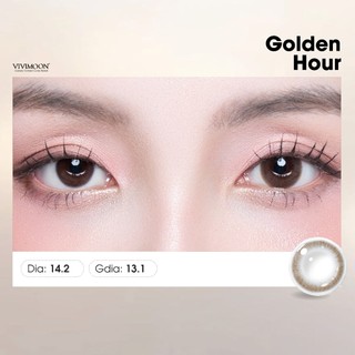 Lens cận khóa ẩm VIVIMOON màu nâu tự nhiên Golden Hour, kính áp tròng hạn sử dụng 1 tháng