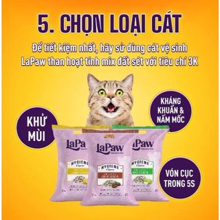 [Hỏa Tốc] Cát vệ sinh đất sét than hoạt tính LAPAW 8L - Túi 4kg