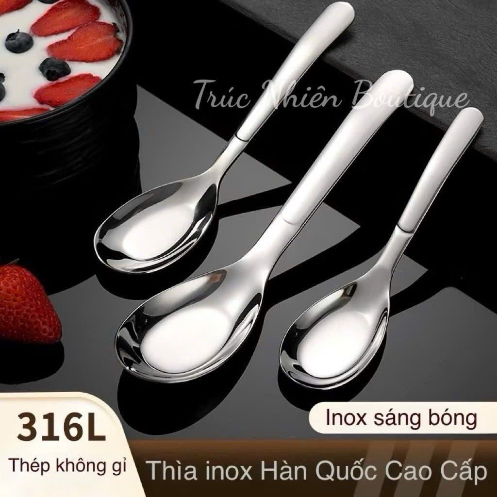 Muỗng thìa ăn cơm phở Inox 316 cao cấp sáng bóng (3 kích thước)
