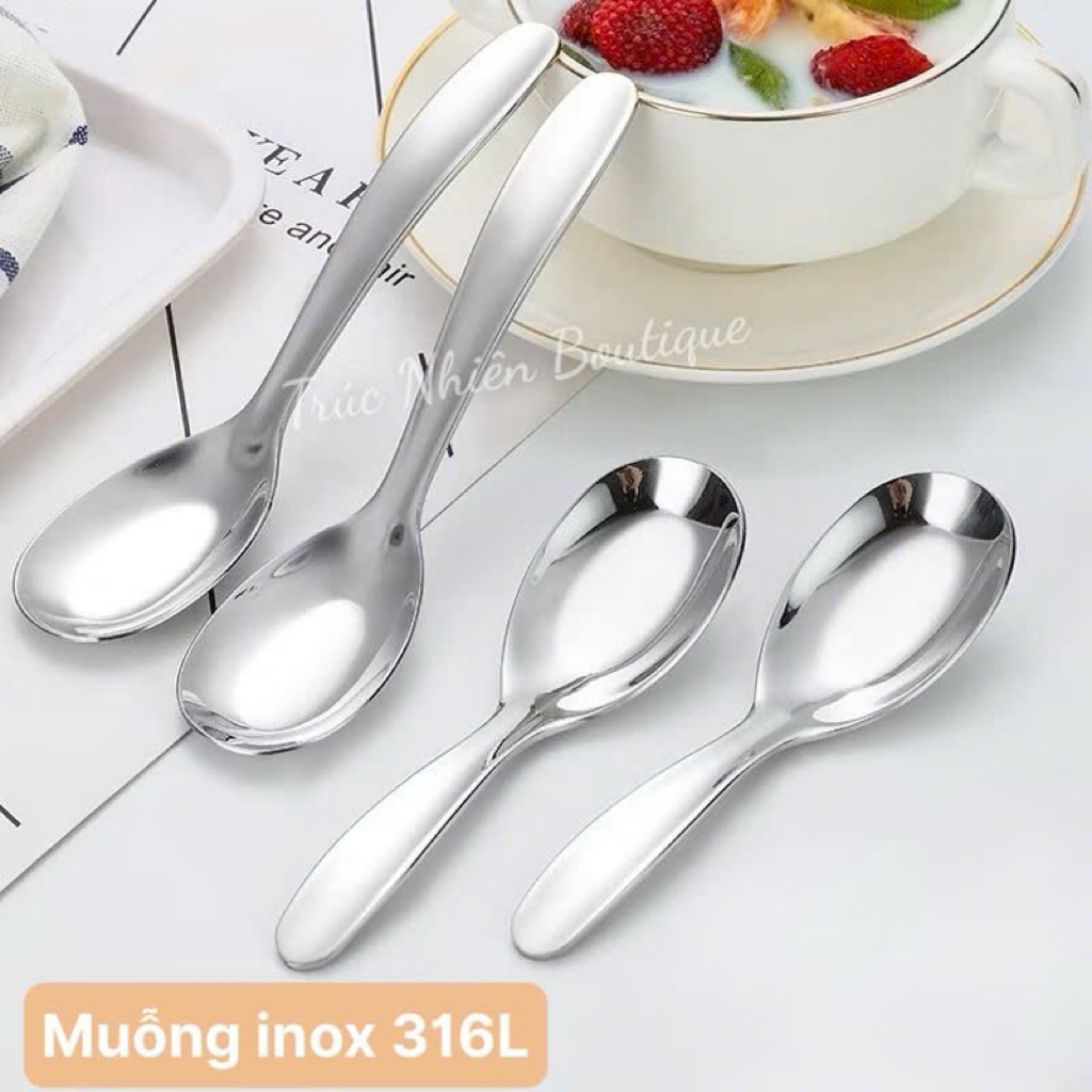 Muỗng inox 316L cao cấp sáng bóng cho bé muỗng ngắn -T84