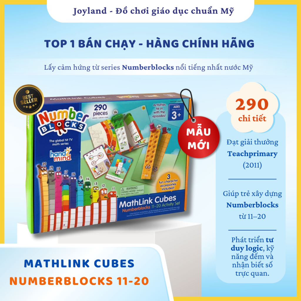[Hàng nhập khẩu Mỹ] Mathlink Cubes Numberblocks số đếm từ 11-20 Learning Resources