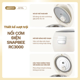 [INOX 304 - 3L] Nồi Cơm Điện Đa Năng Snapbee RC3000 – Lòng Vân Lục Giác, Tách Đường, 10+ Chế Độ Nấu