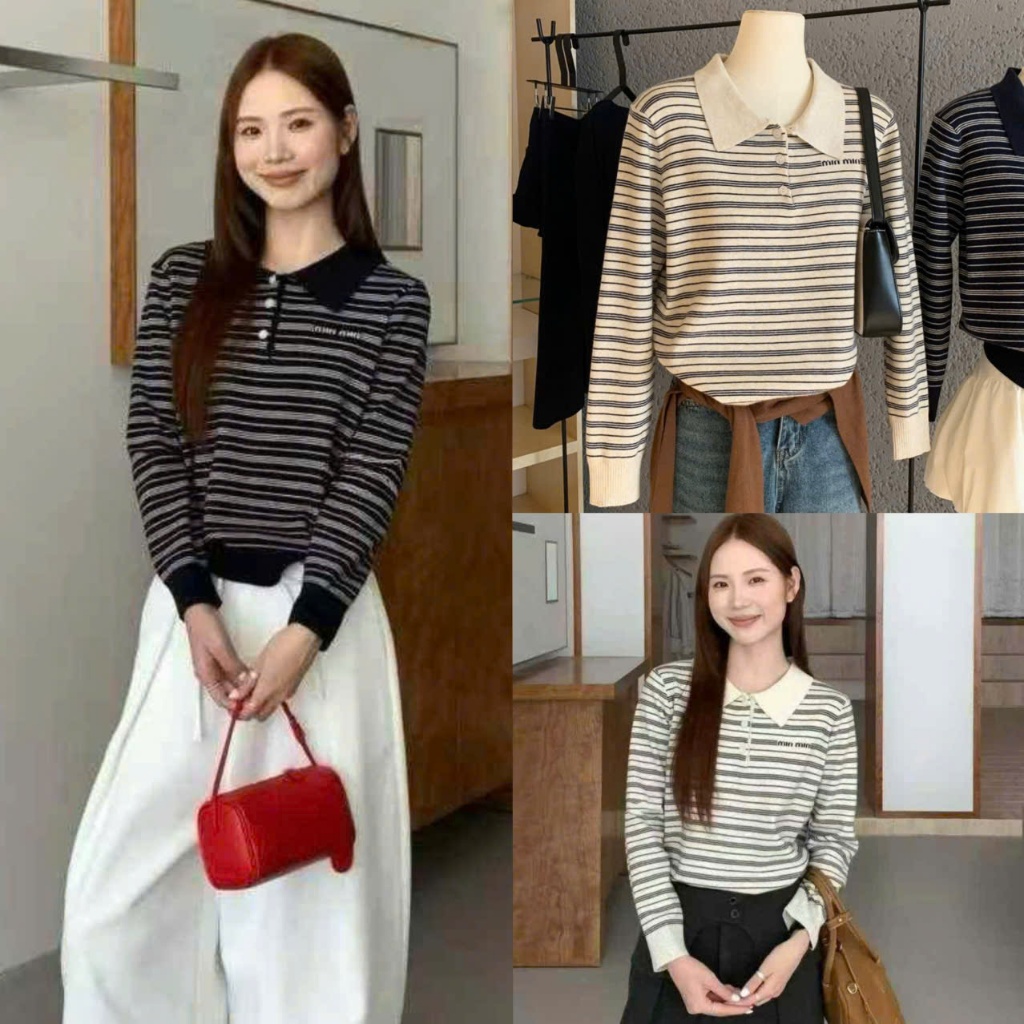 [SẴN - ·WGWE] Áo polo kẻ sọc ngang nhiều màu thiết kế basic dễ mặc thời ...