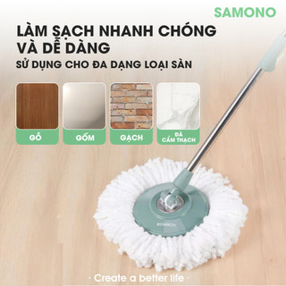 Cây Lau Nhà 360 độ xoay tay BonboxBCT3505 Kèm Bông Lau Nhà, Chổi Lau Nhà Thông Minh Bông Tròn Thay Thế cho BCT706/ BCT70