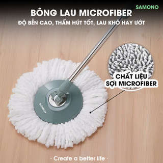 Cây Lau Nhà 360 độ xoay tay BonboxBCT3505 Kèm Bông Lau Nhà, Chổi Lau Nhà Thông Minh Bông Tròn Thay Thế cho BCT706/ BCT70